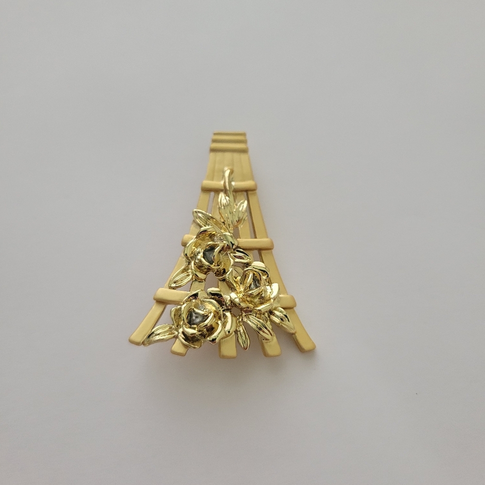 Vintage Signed Danecraft Garden Flower Lattice Trellis Pin Brooch Goldtone - Picture 3 of 8
